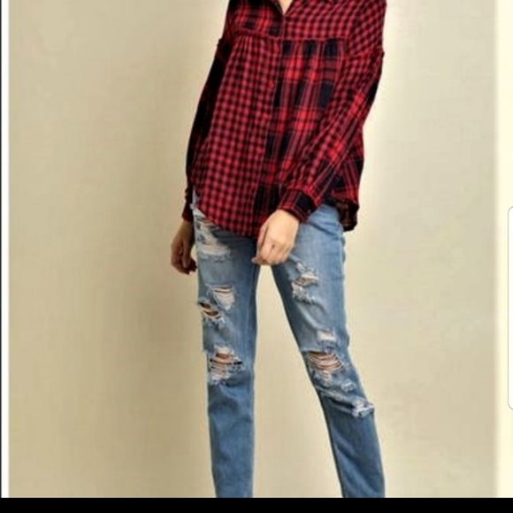 Umgee Plaid Top long sleeves - Picture 4 of 4